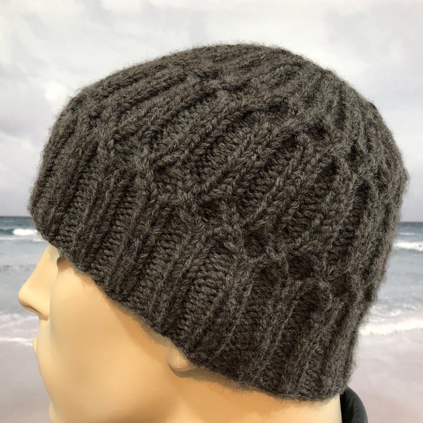Instant Download Knit Hat Knitting Pattern for Men's Hat "Austin' fitted textured knit winter hat,
