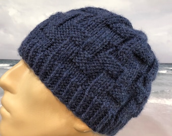 Instant Download Knit Hat Knitting Pattern for Men's Hat "Hunter' fitted textured knit winter hat,