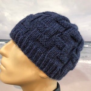 Instant Download Knit Hat Knitting Pattern for Men's Hat Hunter' fitted textured knit winter hat, image 1