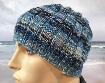 Instant Download Knit Hat Knitting Pattern for Men's Hat "Mason' fitted sock yarn knit winter hat,