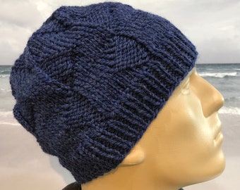 Instant Download Knit Hat Knitting Pattern for Men's Hat "Leonardo' fitted textured knit winter hat,