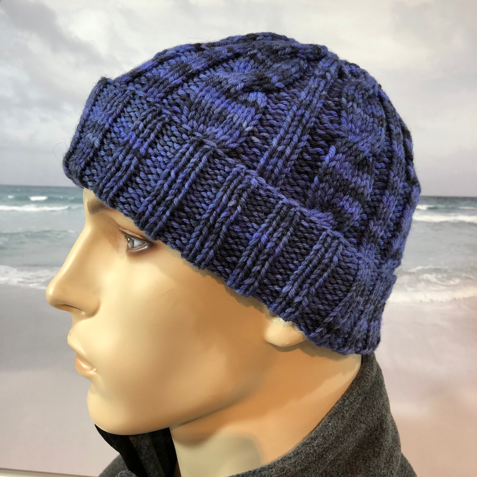 Instant Download Men's Hat Knitting Pattern for Easy Knit Etsy