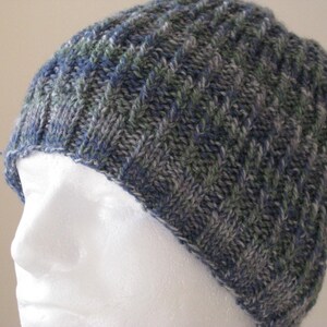 Instant Download Mens Knit Hat Sock Yarn Hat Knitting pattern &#39; Emery&#39;  for Mens knitted hat