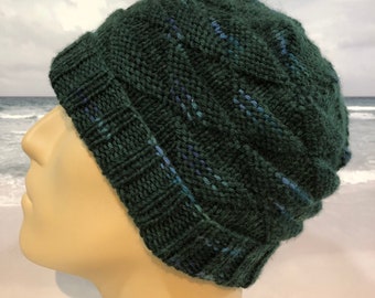 Instant Download Knit Hat Knitting Pattern for Men's Hat "Henry' fitted textured knit winter hat,