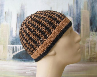 Men's Hat Pattern 'Luiz', Men's Knitted Hat Pattern, or Chemo Hat Pattern, Cotton Yarn, men's knit beanie