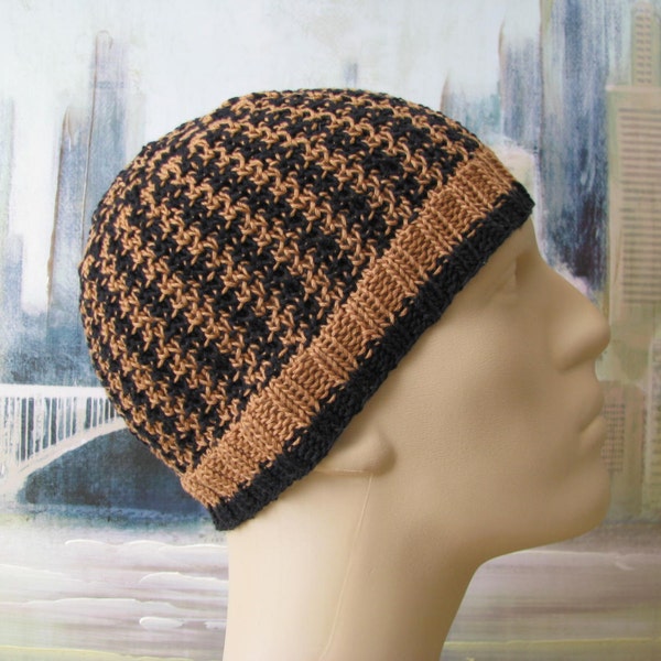 Men's Hat Pattern 'Luiz', Men's Knitted Hat Pattern, or Chemo Hat Pattern, Cotton Yarn, men's knit beanie