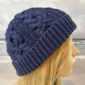 Instant Download Knit Hat Cable Cascade, women&#39;s knit hat pattern, cabled hat pattern, , winter hat, beanie hat pattern
