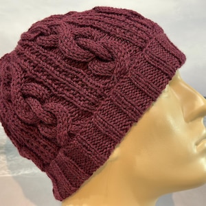 Instant Download Knit Hat Knitting Pattern for Men&#39;s Hat &quot;Deon&#39; fitted cabled winter hat,