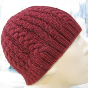 Men&#39;s Hat &#39;Finnegan-II&#39;, Men&#39;s Winter Hat, Knitted Hat winter hat, beanie hat, Burgundy Hat, Wool Hat
