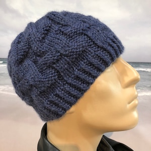 Instant Download Knit Hat Knitting Pattern for Men's Hat Hunter' fitted textured knit winter hat, image 2
