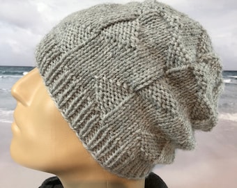 Men's Knitted Wool Blend Hat: Light Gray Beanie