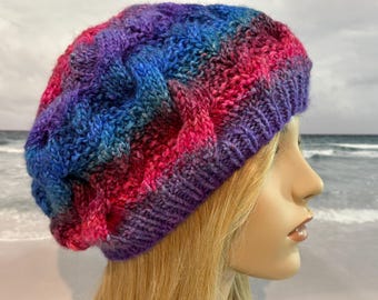 Instant Download Knitting Pattern Erin Women's Hat slouch cabled winter hat,- digital file - English only
