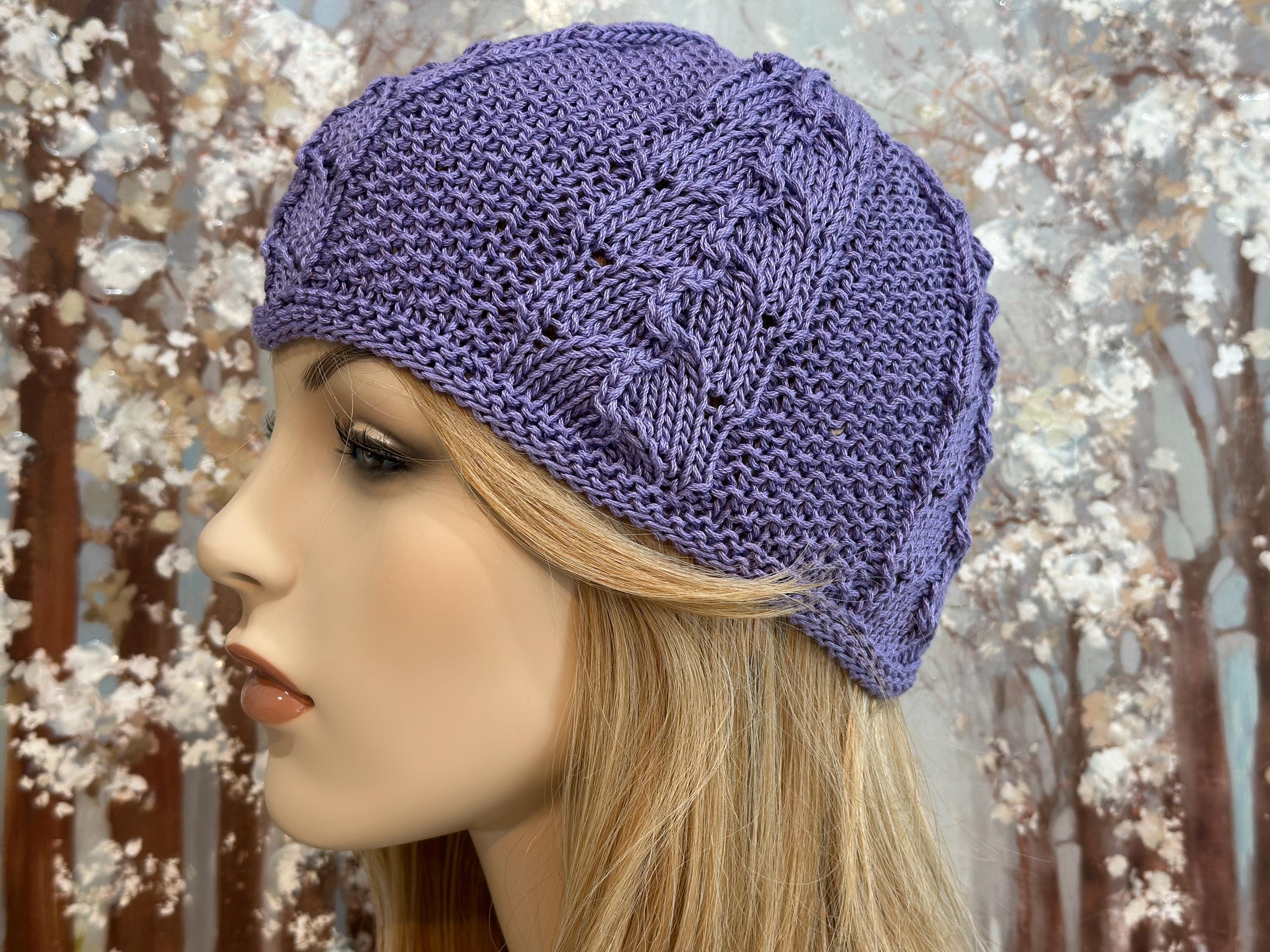 Chemo Hat, Freya, Cotton Hat, Women's Knit Chemo Hat, Lavender