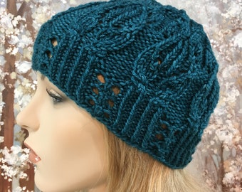 Women's Knitted Hat 'Cali', 100% Merino superwash wool, beanie style knitted winter hat.