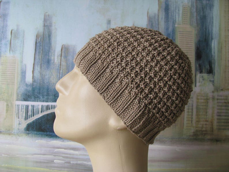 Men's Knitted Hat 'buzz' or Chemo Hat Cotton Etsy