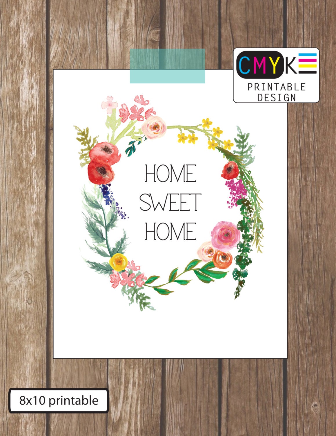 Home Sweet Home Printable Watercolor Flowers Print Home - Etsy Italia