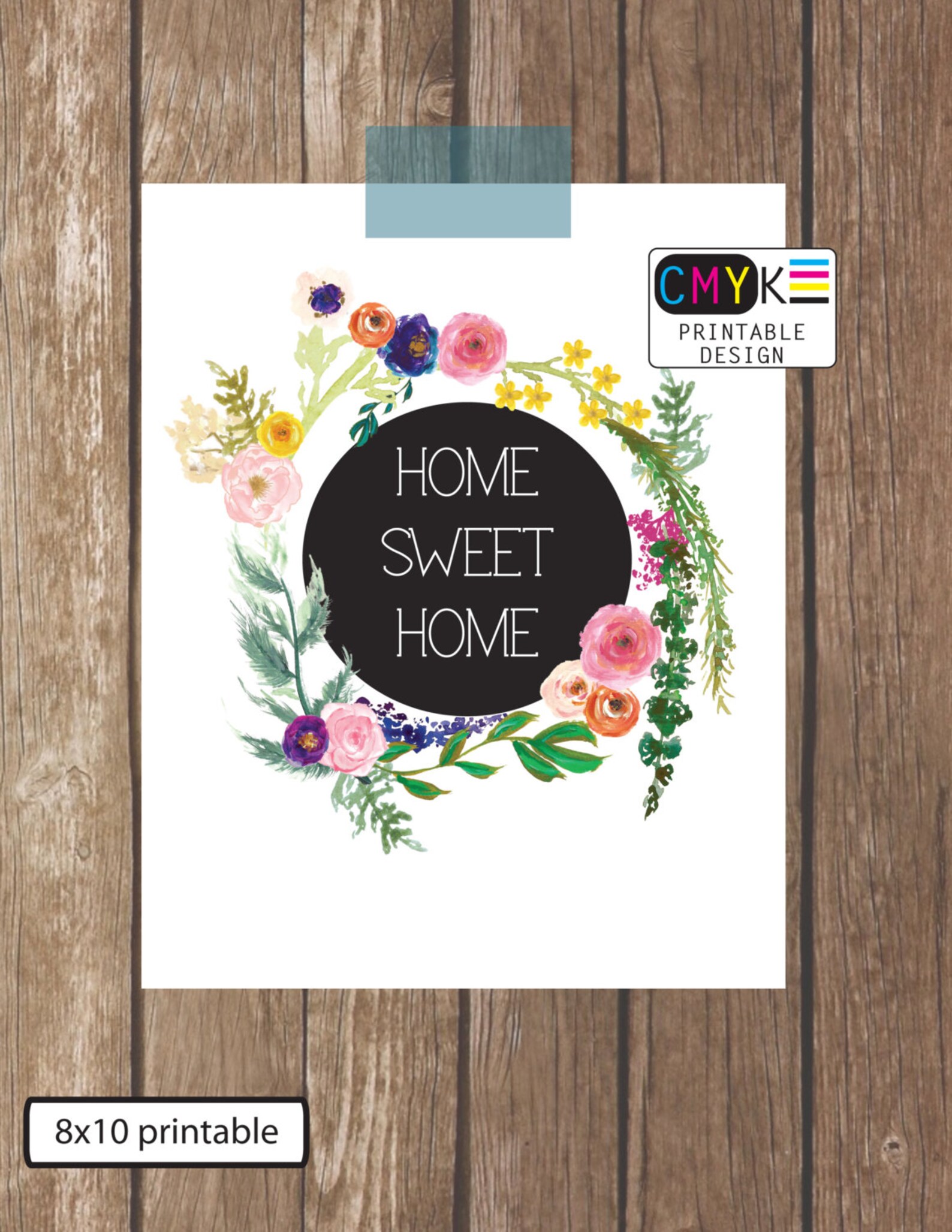 Home Sweet Home Printable Watercolor Flowers Print Home - Etsy
