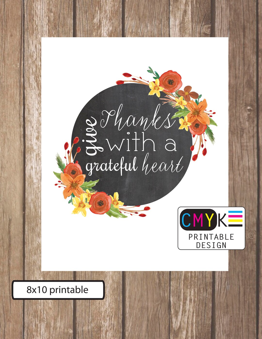 Give Thanks Printable, Thanksgiving Printable, Thanksgiving Decoration ...