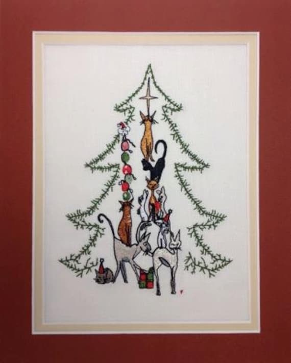 Disegni Di Natale Vettoriali.Disegni Di Ricamo Ricami Di Natale Gatto Natale Applique Etsy