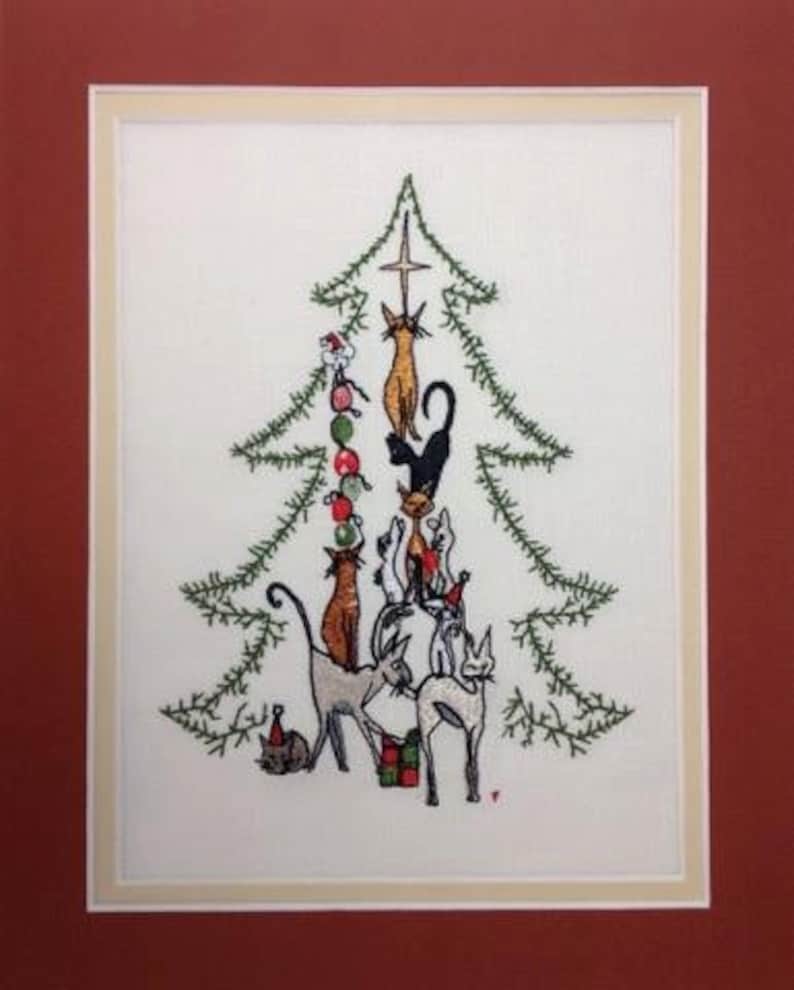 Embroidery Designs Christmas Cat Embroidery Christmas Etsy