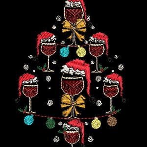 Machine Embroidery Christmas  WINE CHRISTMAS TREE Designs,  Christmas Embroidery, Holiday Embroidery,