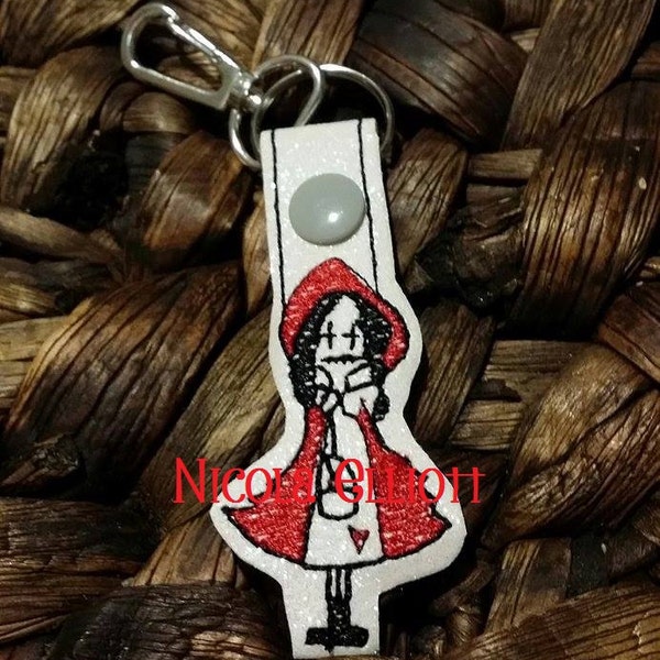 INSTANT DOWNLOAD Stickerei digitale Datei "Red Riding Hood-Schlüsselanhänger, Feltie und große Größe