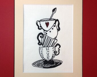 Embroidery Digital File &quot;Vintage Tea&quot;