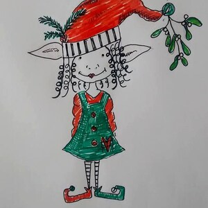 Motifs de broderie, broderie machine, broderie de Noël, broderie de Noël pour les fêtes de fin d'année » Filles lutins « LOLA » 4 x 4 5 x 7 6 x 10
