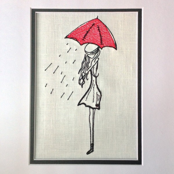 Embroidery Digital File "Girl with Red Umbrella"