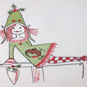 Broderie Fée de Noël Lulu, Motifs Lulu, Broderie de Noël, Cadre de Noël, Broderie des Fêtes, Appliqué des Fêtes