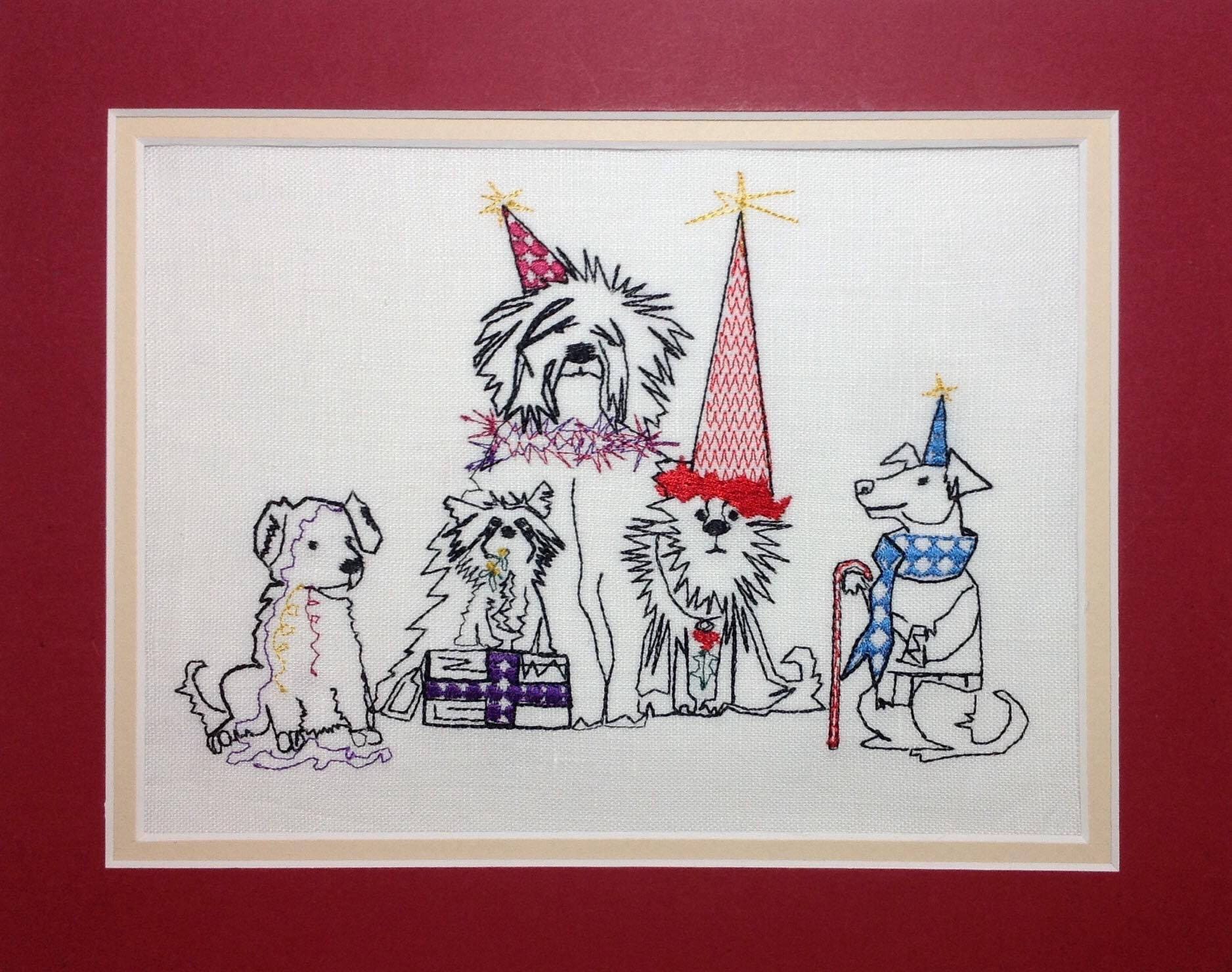 Christmas Dogs Drawing : Embroidery Designs Christmas Dogs Embroidery Christmas Etsy - 272 58 fox love kiss animal.