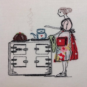 Raw Edge applique Embroidery Machine Design pattern Digital File  &#39;Vintage Christmas Cooking&#39;