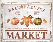 8.5x11 Plus 4 inch Squares Fall Harvest Market Pumpkin Sign Fall Wreath Decor Accent Transfer Sign Fall Tiered Tray Art Digital Print 2049