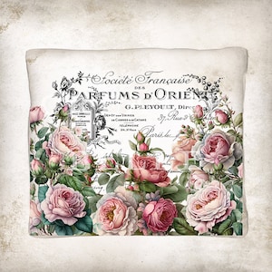 Rustic French Vintage Victorian Roses Perfume Label DIY Wall Sign ...