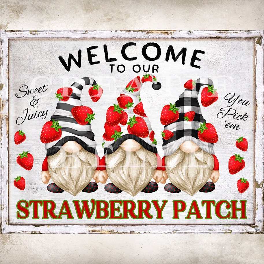 Avl Christmas Jam 2022 Farmhouse Strawberry Gnomes Kitchen Wall Art Wreath Sign | Etsy Australia