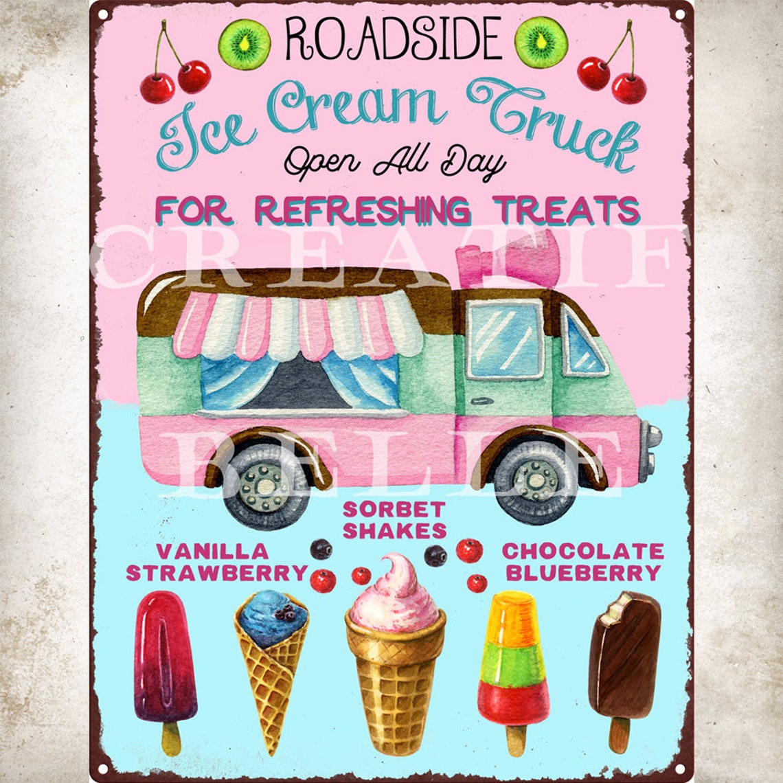 Retro Ice Cream Truck Sign DIY Wreath Sign Making Summer Etsy