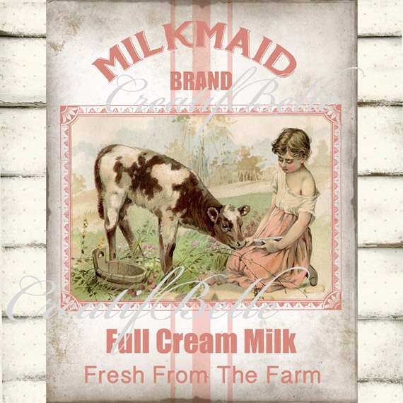 Farm Style Vintage Rustic Milk Label Large Image Instant | Etsy