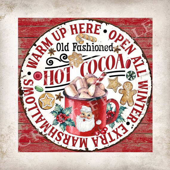 Hot Cocoa Bar 3 Pieces Christmas Hot Cocoa Bar Supplies Red Hot Cocoa Sign  Wooden Hot Chocolate Bar Sign Vintage Hot Cocoa Stand Prop Xmas Plaque Sign