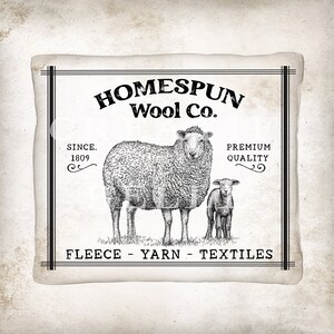 Homespun Wool Rustic Country Farmhouse Sheep Sign DIY Wreath Accent ...