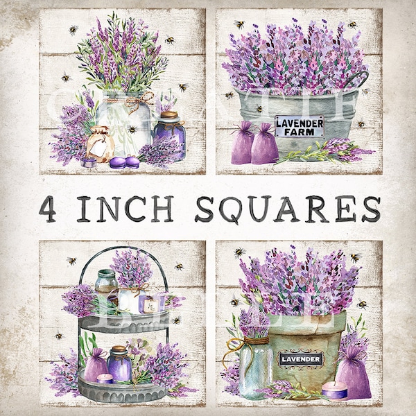 Lavender Squares Lavender Coaster Transfer Tiered Tray Lavender Decor Wreath Accent Sign Farmhouse Lavender Digital Print 2538