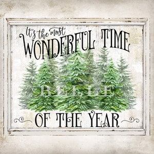 It's the Most Wonderful Time of the Year Kerstbomen Land Modern Boerderij Kerst Woondecoratie DIY Wandbord Digitale Print 2882