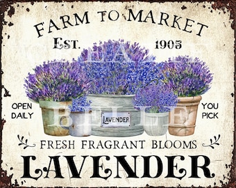 Farm to Market Lavender Sign Rustic Farmhouse Lavender Decor Tiered Tray Decor Transfer DIY Sign Making Digital Print 2440
