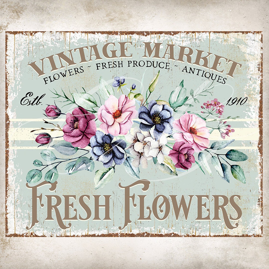 Vintage Market Fresh Flower Farmhouse Home Decor DIY Sign Wreath Accent