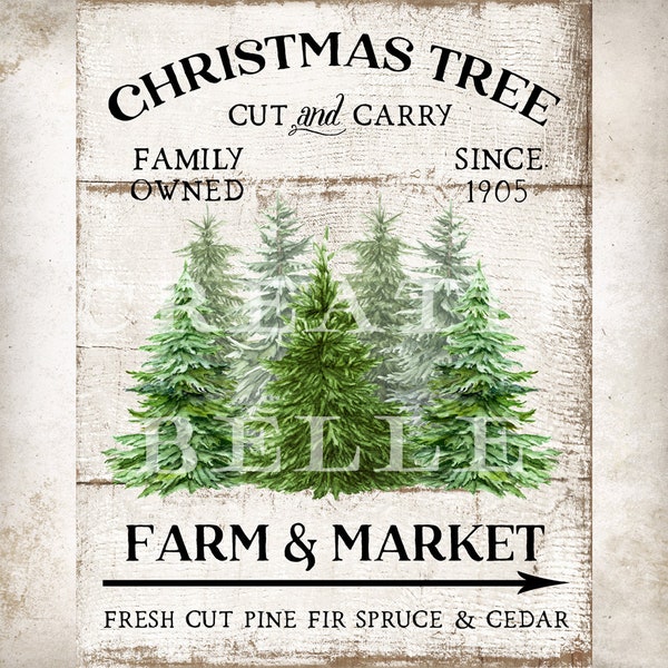 8.5x11 Plus 4 inch Square Christmas Tree Farm & Market Sign Modern Farmhouse Christmas Tree Sign Digital Print 2112