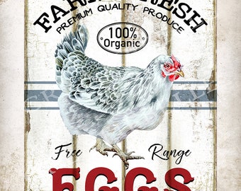 Farm Fresh Eggs Farmhouse Chicken DIY Sign Country Farm Style Kitchen Sign Wall Art Transfer Digital Print 2672