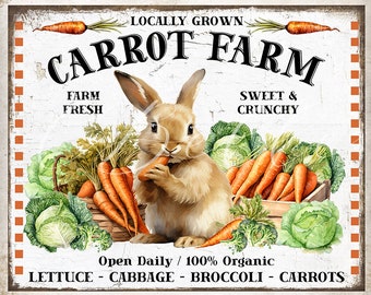 Vintage Easter Bunny Rabbit Carrot Patch Farmhouse Easter Home Decor DIY Wall Sign Wreath Accent Sign Tier Tray Decor DIGITAL Print 2916