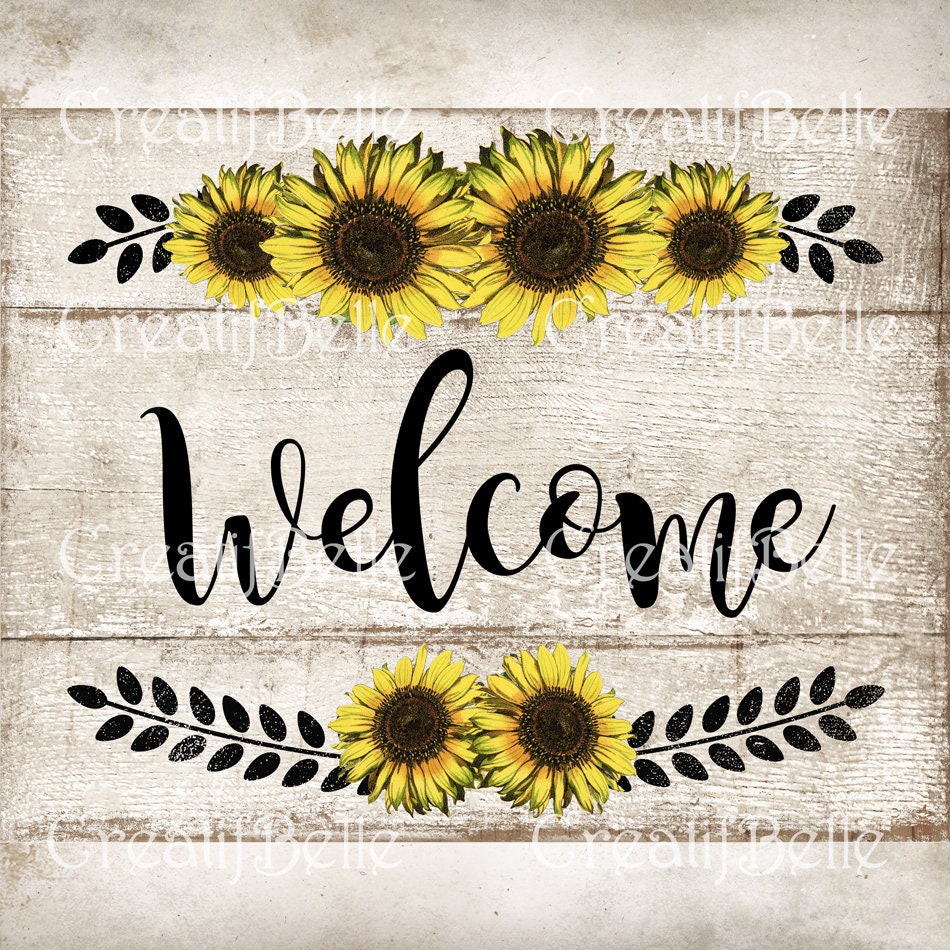 Welcome Wreath Sign Sunflower Decor Sunflower Sign Welcome Sign Farmhouse Decor Metal Wreath Sign
