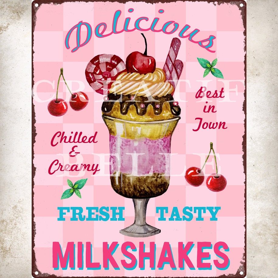 og Frosty And Delicious Milkshakes small steel sign 200mm x 150mm 