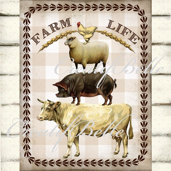 Vintage Rustic Farm Life Animal Stack Large Instant Digital | Etsy