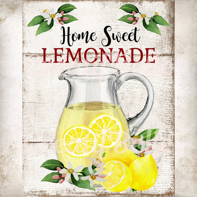 Home Sweet Lemonade Pitcher Spring Graphic Lemon Fabric Etsy